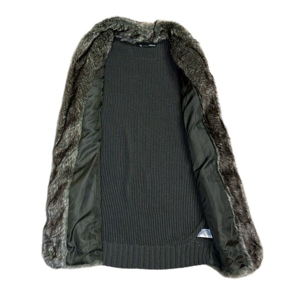 Maurices faux fur Vest size L Open Front Gray Black Knit Back soft sleeveless - Picture 4 of 14